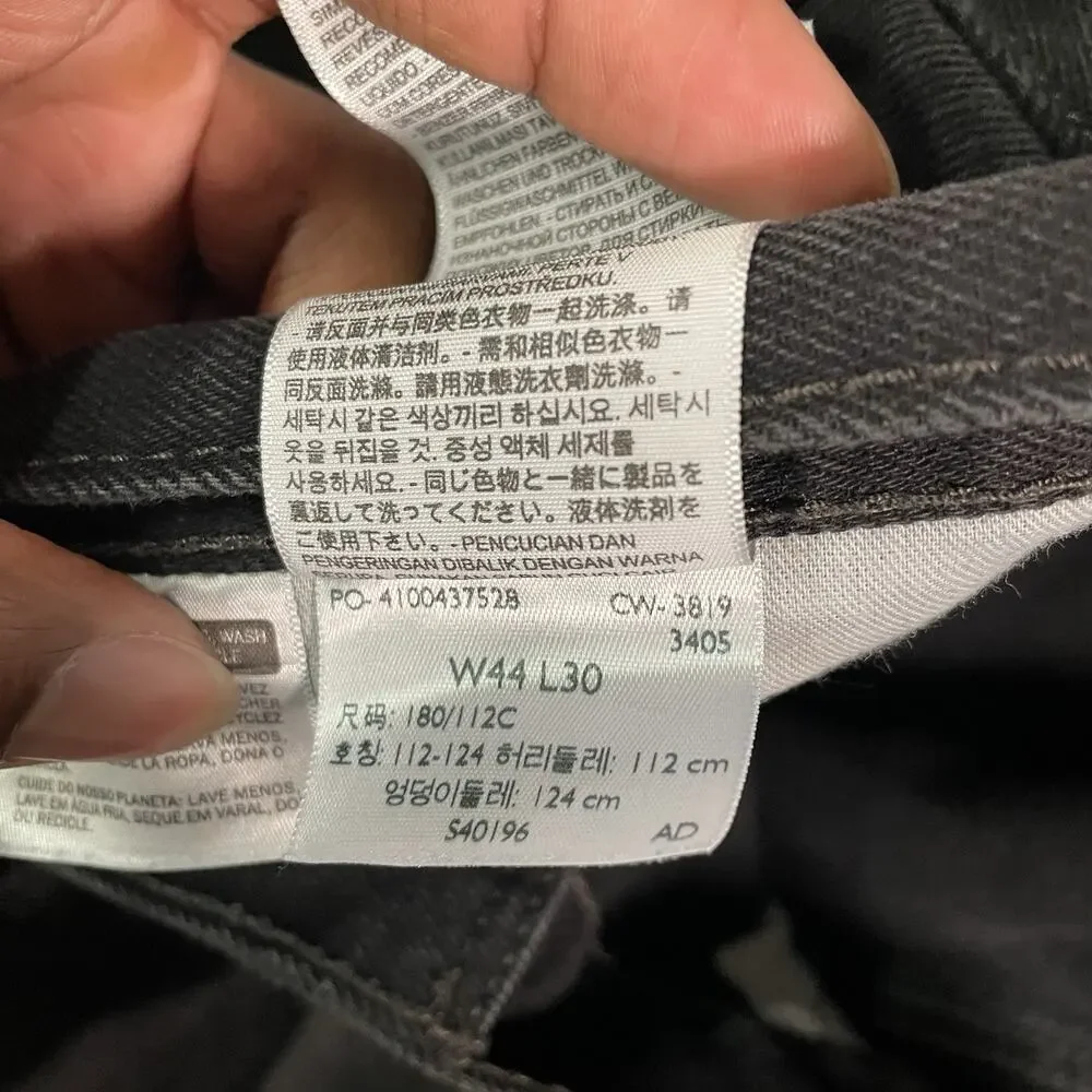 Levi’s 505 Jeans Black Men’s 44x30 Straight Leg Classic Denim